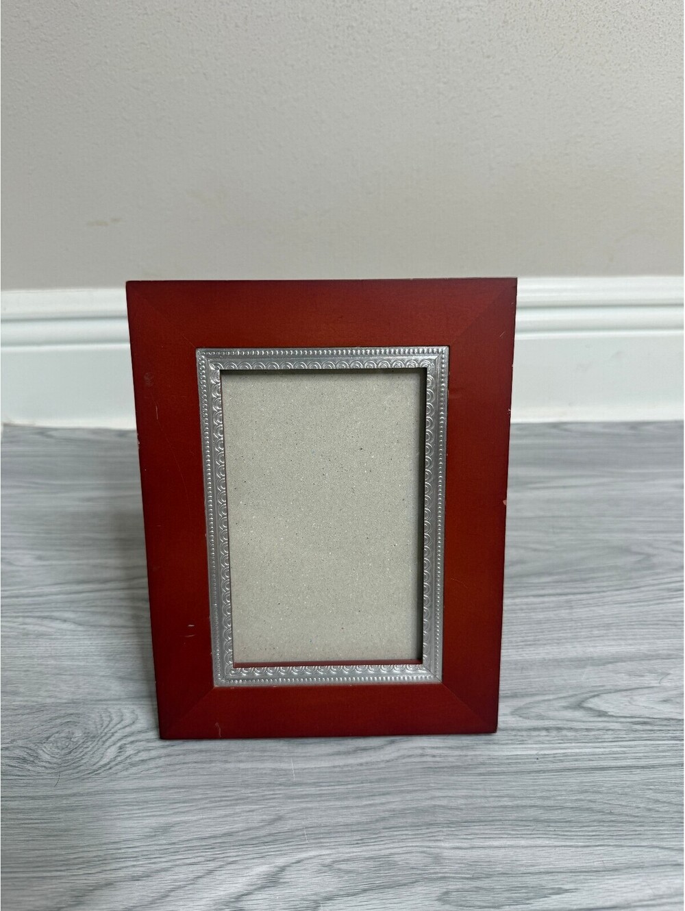 Cherry Wood 4x6 Picture Frame Silver Tone Ornate Accent Tabletop Wall
